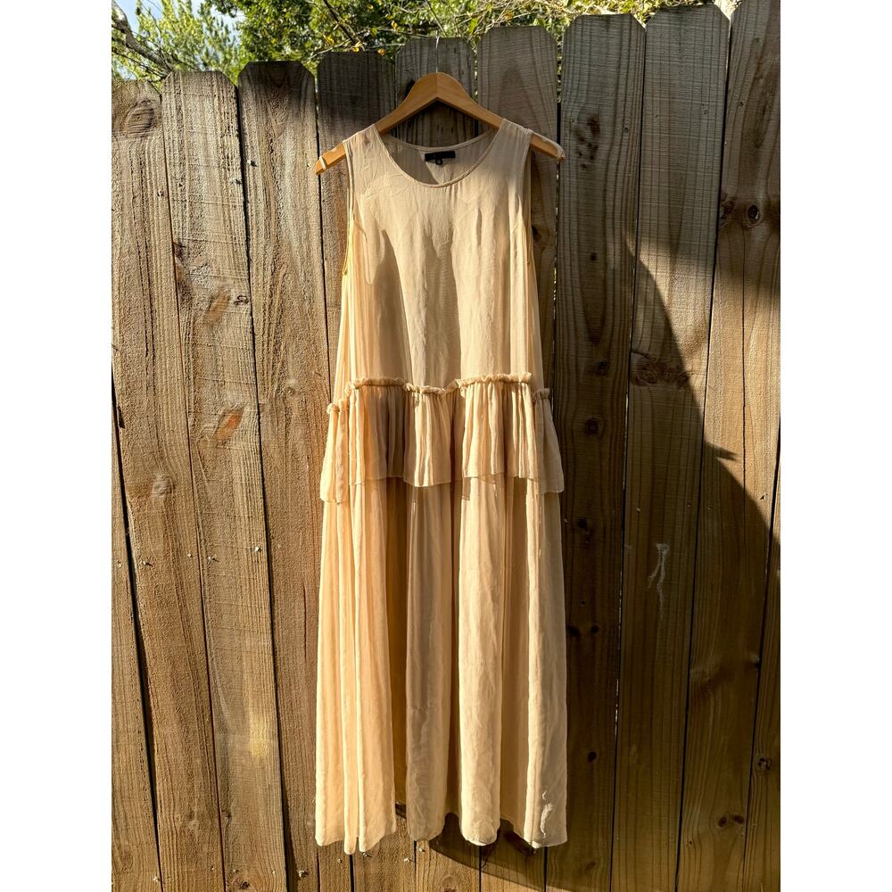 Louiza Babouryan Silk Chiffon Blush Maxi
